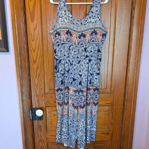 Angie Floral Romper. Navy and Coral Size Large